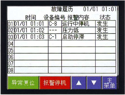 故障历史记录画面